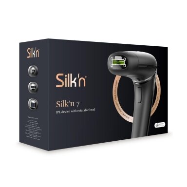 Silk'n 7 fotoepiliatorius - IPL plaukų šalinimo prietaisas su eHPL™ technologija ir 360° pasukama galvute (juodos spalvos)